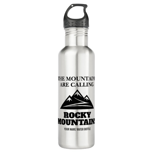 Rocky Mountains Wanderweg und Camping Custom Edelstahlflasche (Vorderseite)