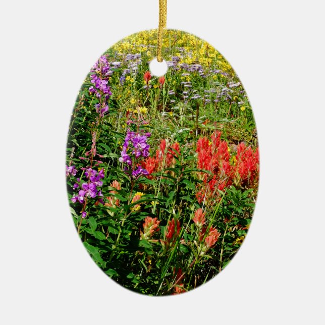Rocky Mountains-Wildblumen Keramik Ornament (Vorne)