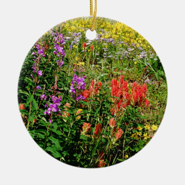 Rocky Mountains-Wildblumen Keramik Ornament (Vorne)