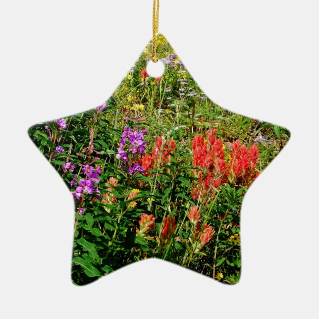 Rocky Mountains-Wildblumen Keramik Ornament (Vorne)