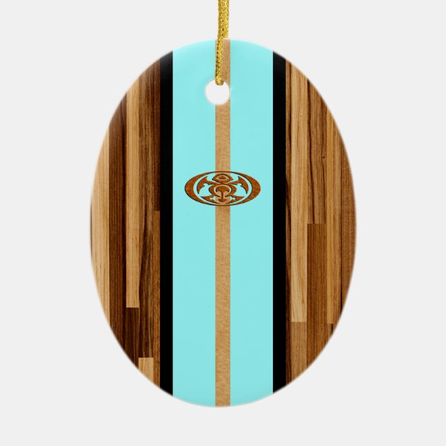 Rocky Point Hawaiian Engineered FauxWood Surfboard Keramikornament (Vorne)