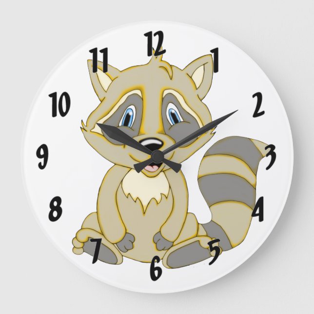 Rocky Raccoon Große Wanduhr (Vorderseite)