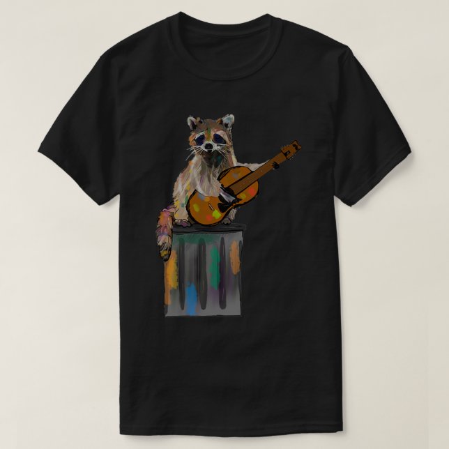 Rocky Raccoon Guitar playing Raccoon Beatles T-Shirt (Design vorne)