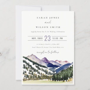 Rocky Snow Mountain Wasserfarbenwelt Hochzeit Einladung