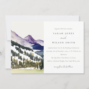 Rocky Snow Mountain Wasserfarbenwelt Hochzeit Einladung