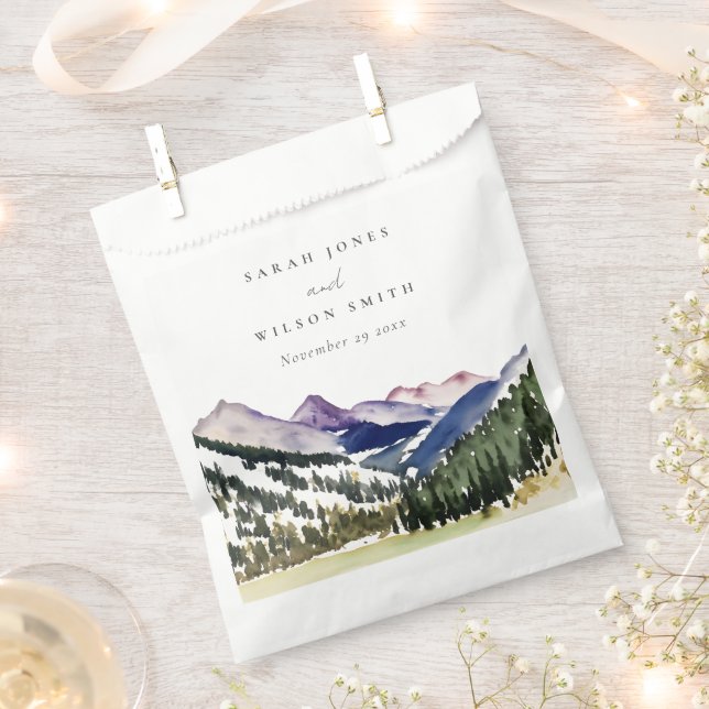Rocky Snow Mountain Wasserfarbenwelt Hochzeit Geschenktütchen (Ausgeschnitten)
