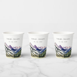 Rocky Snow Mountain Wasserfarbenwelt Hochzeit Pappbecher