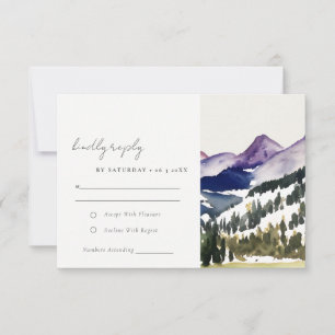 Rocky Snow Mountain Wasserfarbenwelt Hochzeit RSVP Karte