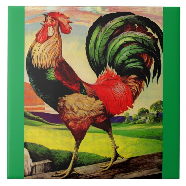 Rocky the Handsome Rooster Fliese (Vorderseite)