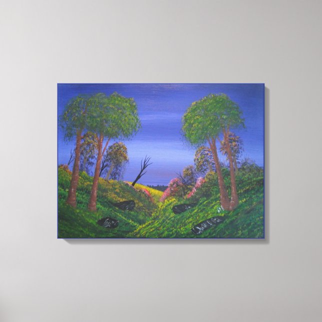 Rocky Valley Blue Sky farbenfrohe Landschaft Leinwanddruck (Vorderseite)