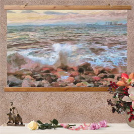 Rocky Waves 0742 Wandteppich Mit Holzrahmen