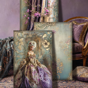 Rococo Antoinette Stillleben & Damast passendes Se Geschenkpapier Set