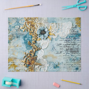 Rococo Blau Gold Italienisch Romantisch Seidenpapier