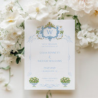 Rococo Blaue Monogramm-Wappen-Hochzeit