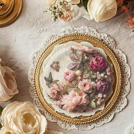 Rococo Butterfly Garden Galentine Floral Elegance Pappteller