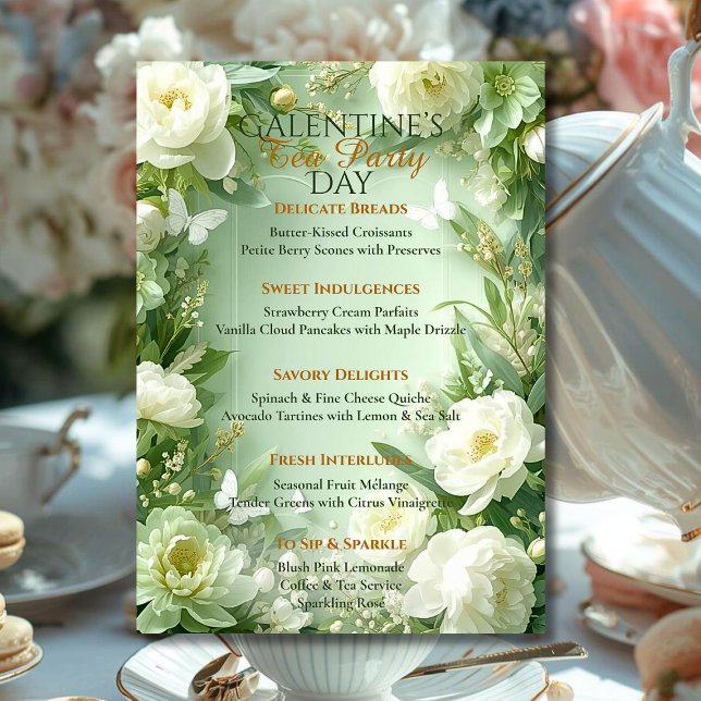 Rococo Butterfly Garden Galentine Tea Party Menu Einladung (Von Creator hochgeladen)