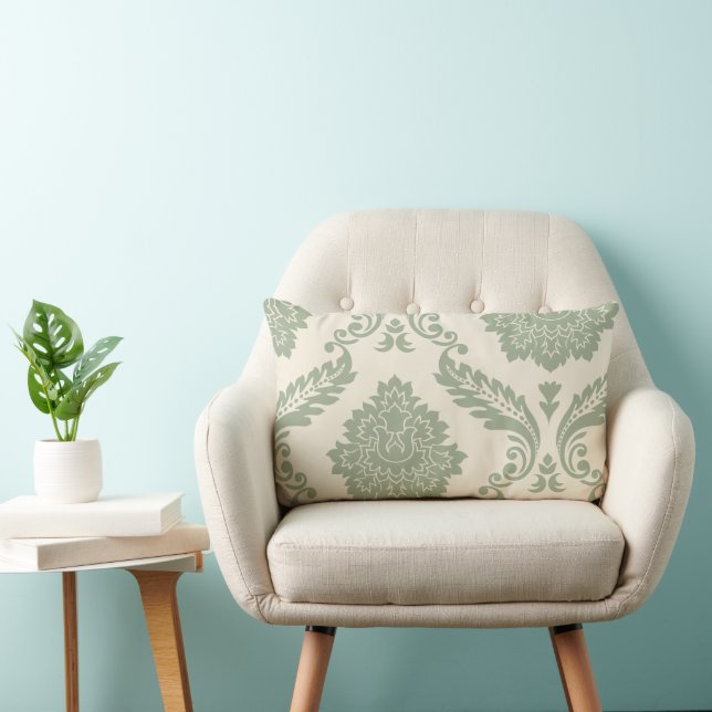 Rococo Damask Art I 2Way Cream and Green Lendenkissen (Stuhl )