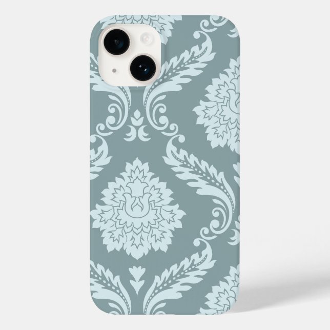 Rococo Damask Art I Duck Egg Blue+Teal Case-Mate iPhone 14 Hülle (Rückseite)
