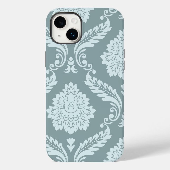 Rococo Damask Art I Duck Egg Blue+Teal Case-Mate iPhone 14 Plus Hülle (Rückseite)