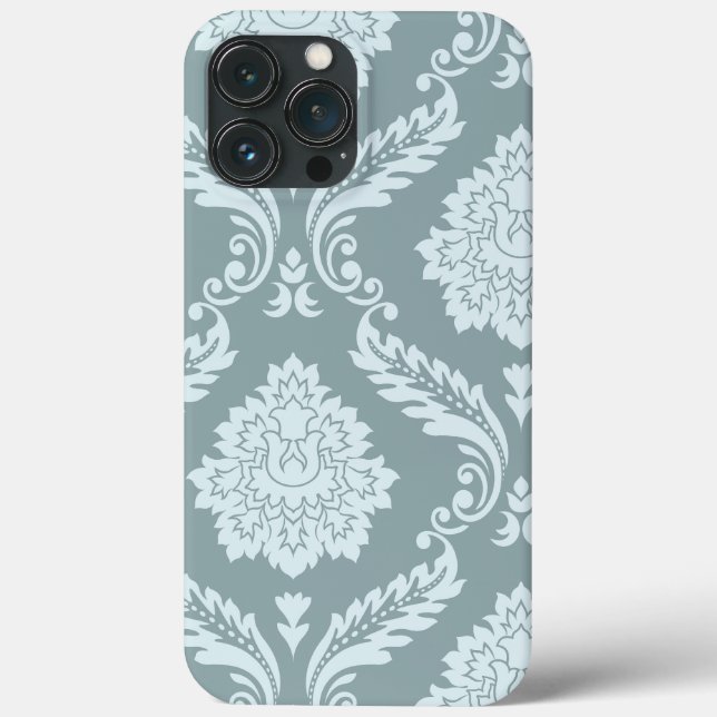 Rococo Damask Art I Duck Egg Blue+Teal Case-Mate iPhone Hülle (Rückseite)