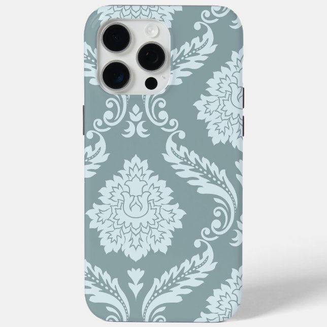 Rococo Damask Art I Duck Egg Blue+Teal Case-Mate iPhone Hülle (Rückseite)