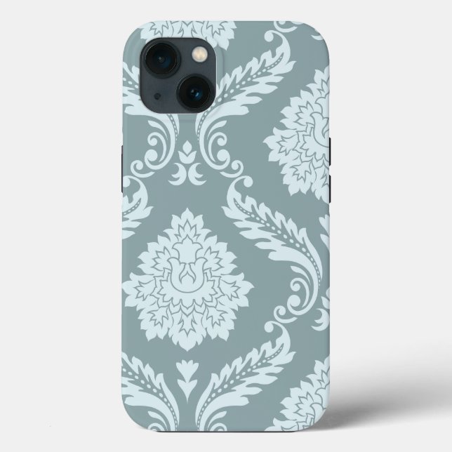 Rococo Damask Art I Duck Egg Blue+Teal Case-Mate iPhone Hülle (Rückseite)