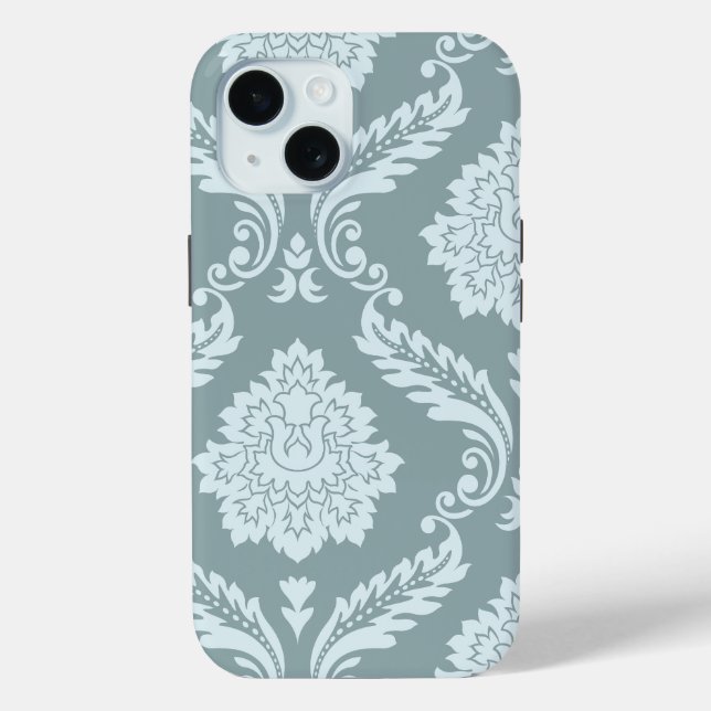 Rococo Damask Art I Duck Egg Blue+Teal Case-Mate iPhone Hülle (Rückseite)