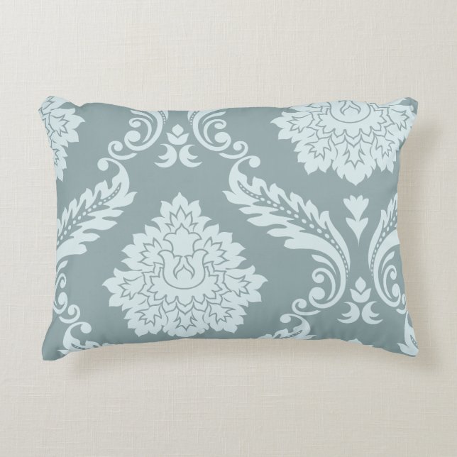 Rococo Damask Art I Duck Egg Blue+Teal Dekokissen (Vorderseite)