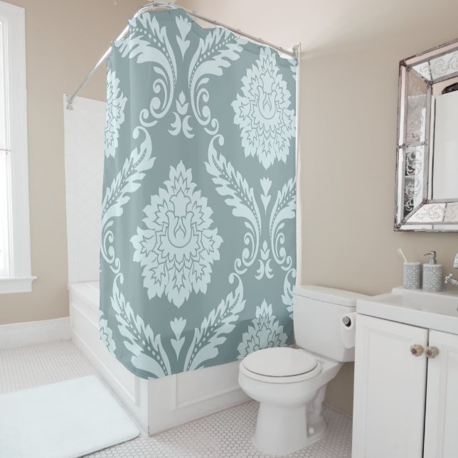 Rococo Damask Art I Duck Egg Blue+Teal Duschvorhang (Beispiel)