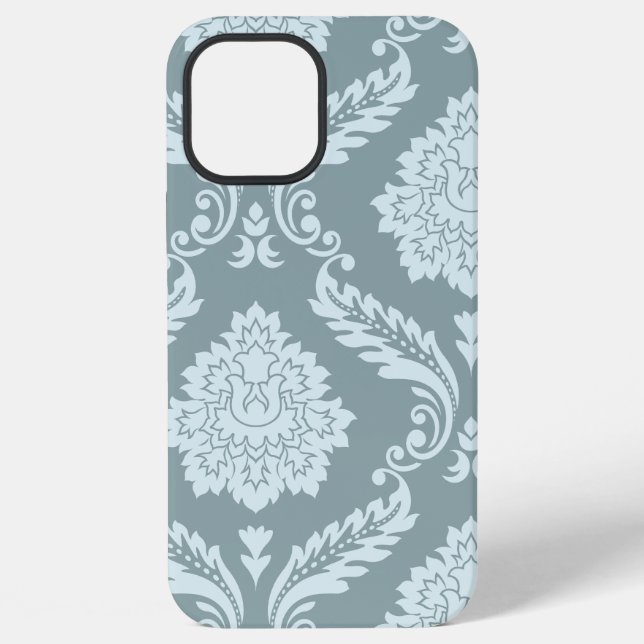 Rococo Damask Art I Duck Egg Blue+Teal iPhone 12 Pro Max Hülle (Rückseite)