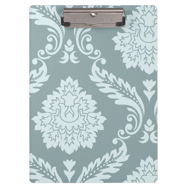 Rococo Damask Art I Duck Egg Blue+Teal Klemmbrett (Vorderseite)