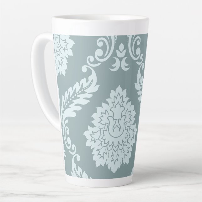Rococo Damask Art I Duck Egg Blue+Teal Milchtasse (Linke Ecke)