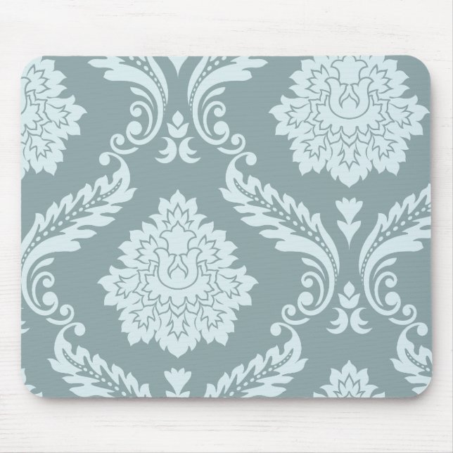 Rococo Damask Art I Duck Egg Blue+Teal Mousepad (Vorne)