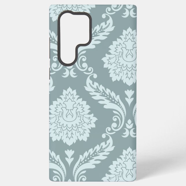 Rococo Damask Art I Duck Egg Blue+Teal Samsung Galaxy Hülle (Rückseite)