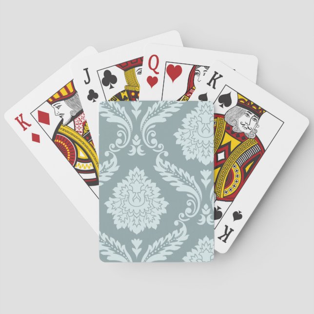 Rococo Damask Art I Duck Egg Blue+Teal Spielkarten (Rückseite)
