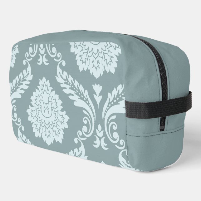 Rococo Damask Art I Duck Egg Blue+Teal Waschbeutel (Linke Seite)