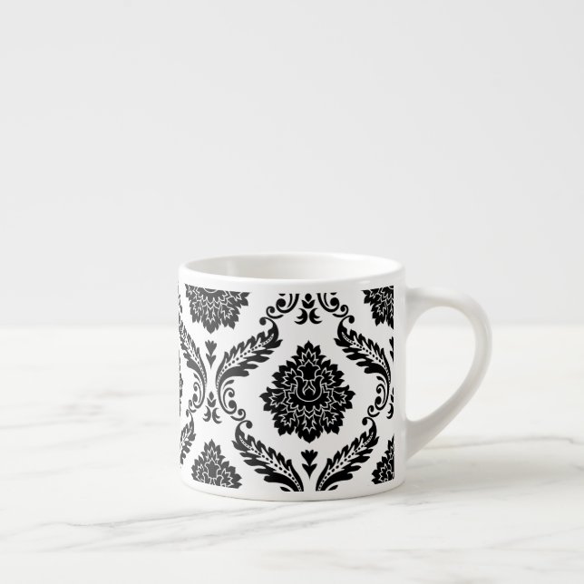 Rococo Damask Big Pattern Black on White Espressotasse (Rechts)
