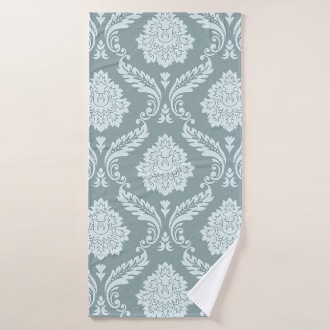 Rococo Damask Big Pattern Duck Egg Blue+Teal (Serviette de bain)
