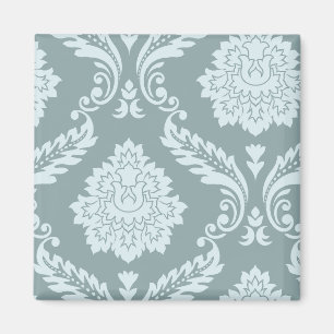 Rococo-Damask-Kunst I Enteneiblau+Türkisfarben Magnet