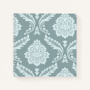 Rococo-Damask-Kunst I Entengrün+Türkis Notizbuch
