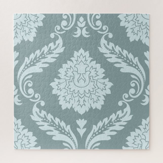 Rococo Damask Lg Pattern Duck Egg Blue+Teal (Vertikal)