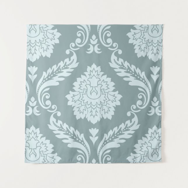 Rococo Damask Lg Pattern Duck Egg Blue+Teal Wandteppich (Vorderseite)