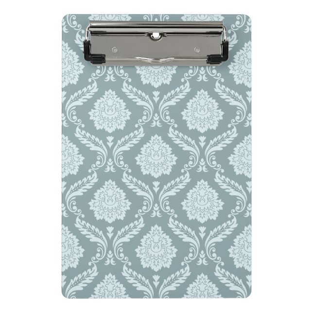 Rococo-Damask-Muster Enteneiblau+Türkis Mini Klemmbrett (Vorderseite)