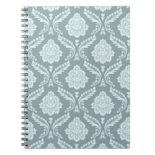 Rococo-Damask-Muster Enteneiblau+Türkis Notizblock