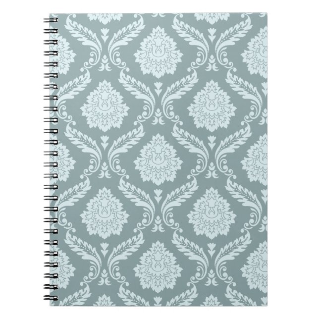 Rococo-Damask-Muster Enteneiblau+Türkis Notizblock (Vorderseite)