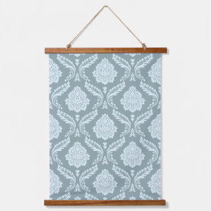 Rococo-Damask-Muster Enteneiblau+Türkis Wandteppich Mit Holzrahmen