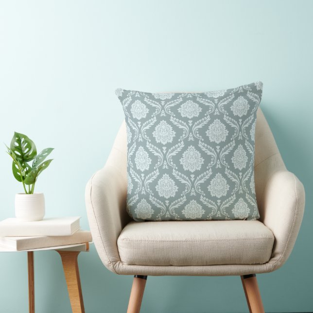 Rococo-Damask-Muster Entengrün+Türkis Kissen (Stuhl )