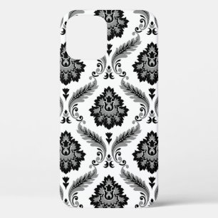 Rococo-Damask-Muster Grau Schwarz Weiß Case-Mate iPhone Hülle