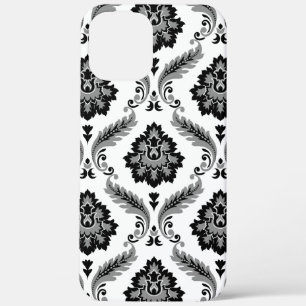 Rococo-Damask-Muster Grau Schwarz Weiß Case-Mate iPhone Hülle
