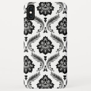 Rococo-Damask-Muster Grau Schwarz Weiß Case-Mate iPhone Hülle